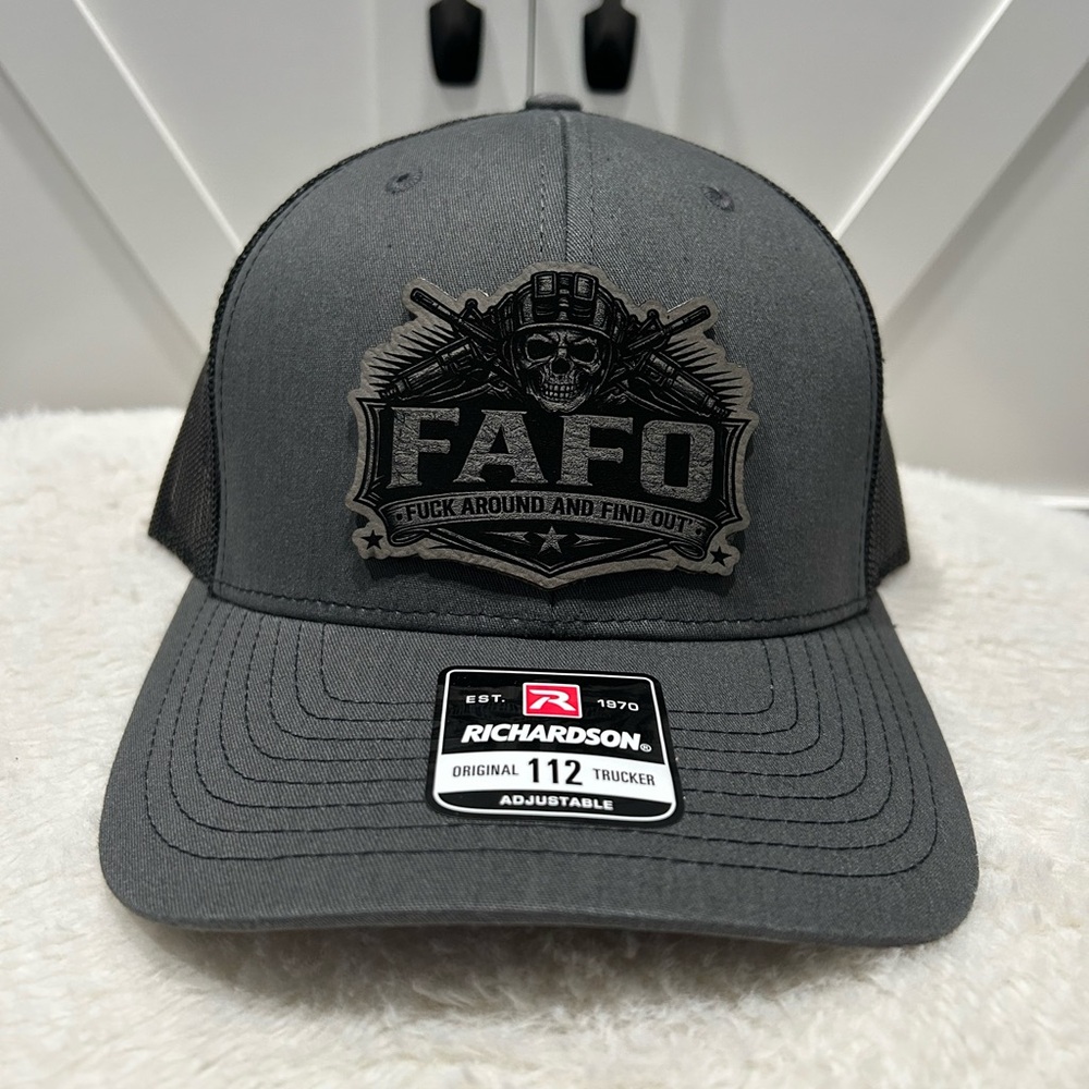 Laser Engraved FAFO Richardson 112 Trucker Hat